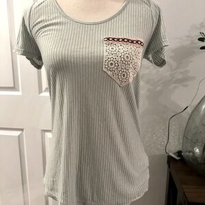 Kaileigh Green Fitted Ribbed Short Sleeve T-Shirt